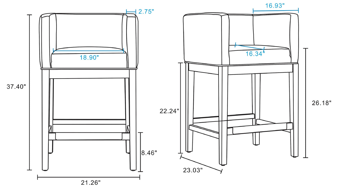 Manhattan Comfort Kingsley Counter Stool - Set of 2