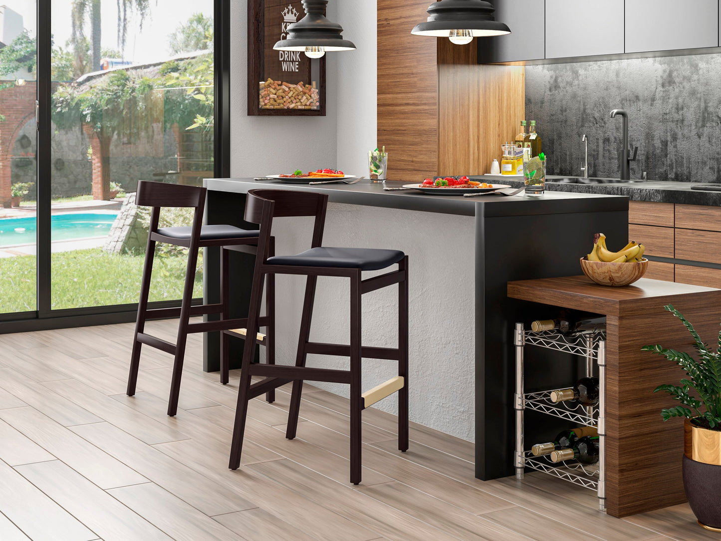 Manhattan Comfort Klismos Counter Stool - Set of 2