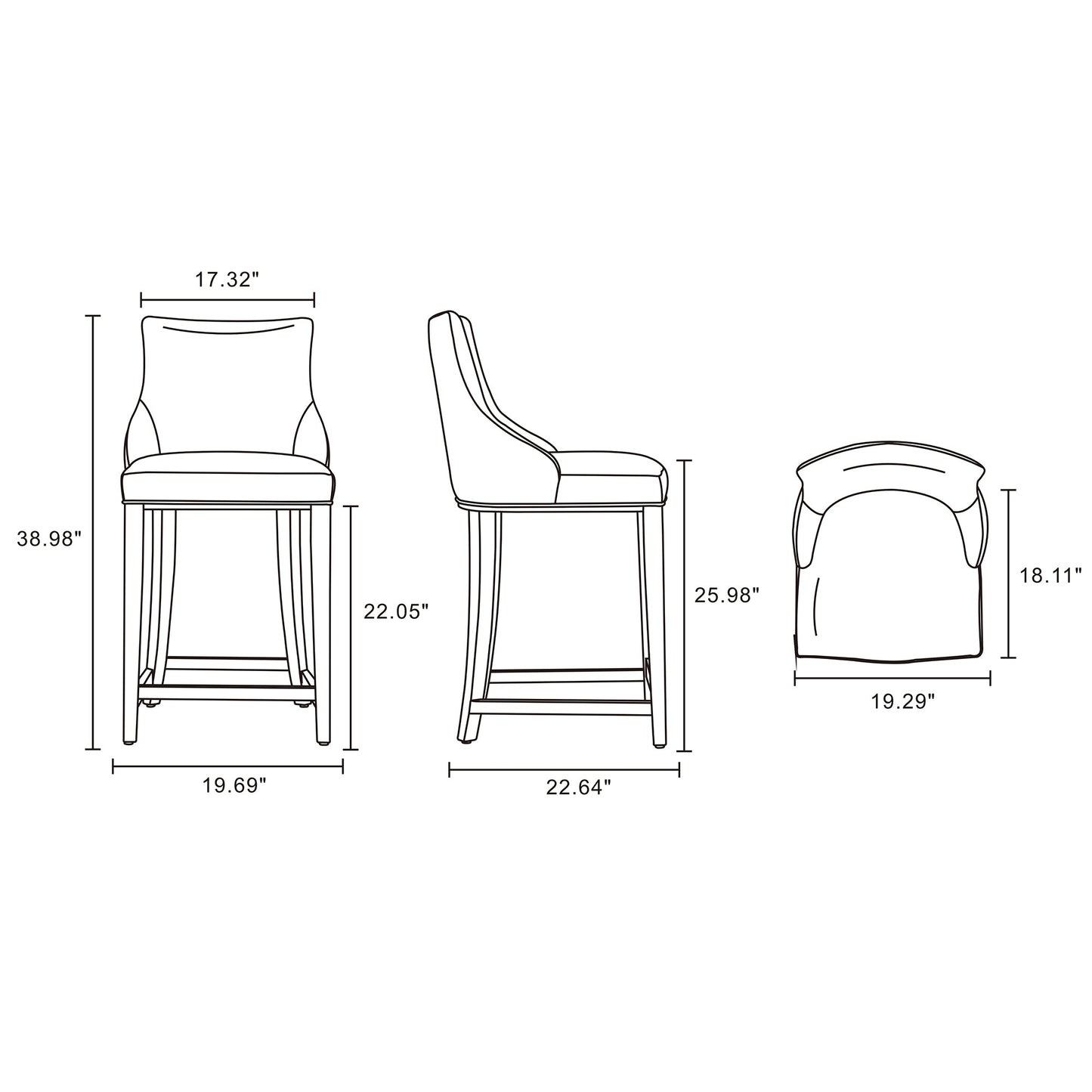 Manhattan Comfort Shubert Counter Stool - Set of 2