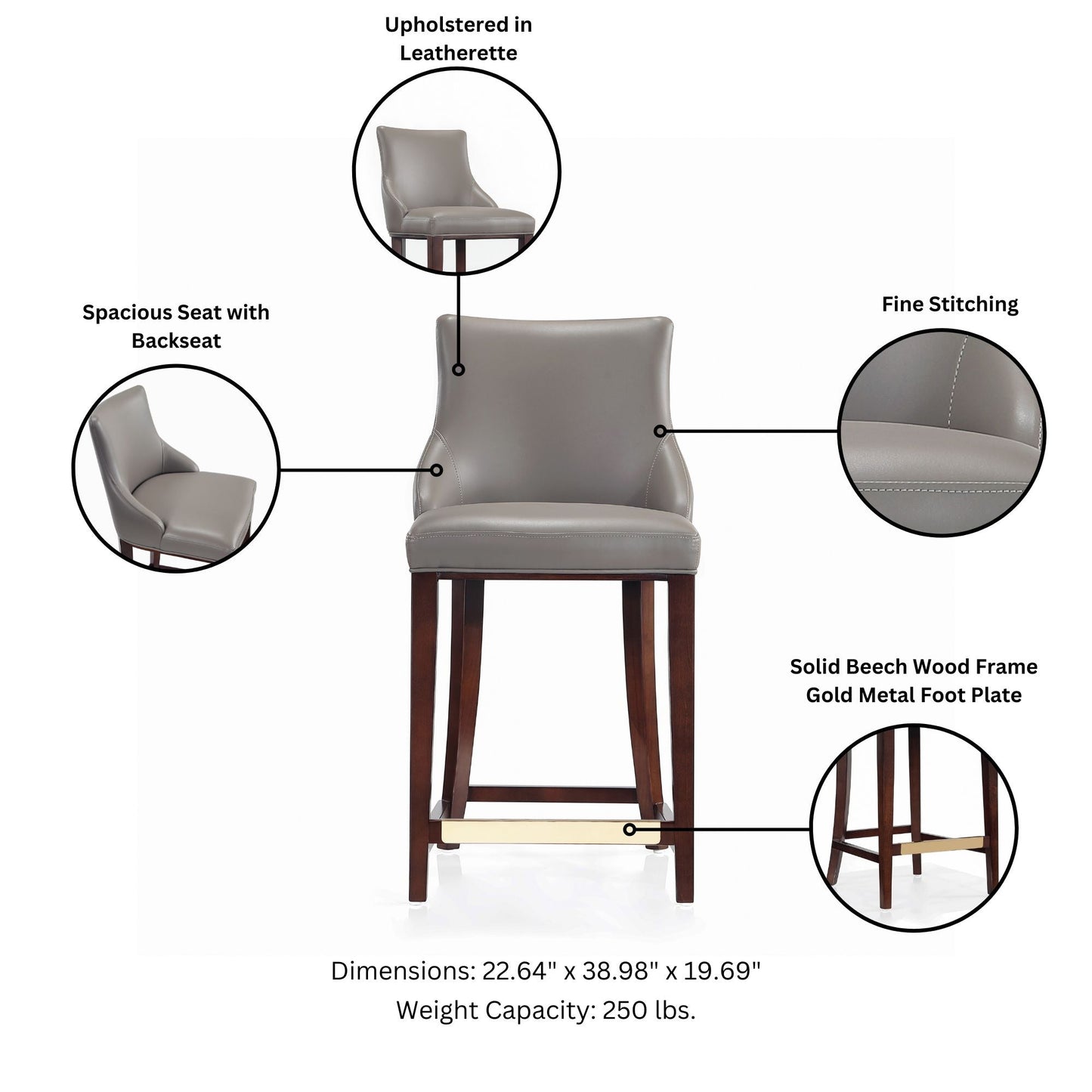 Manhattan Comfort Shubert Counter Stool - Set of 2