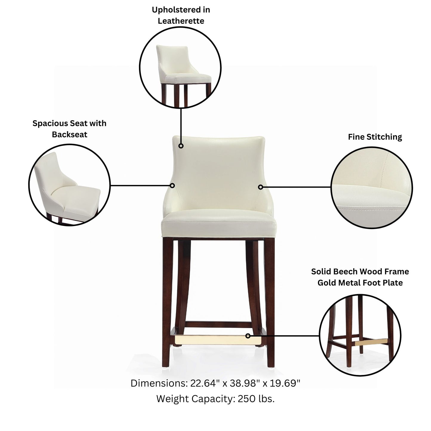 Manhattan Comfort Shubert Counter Stool - Set of 2