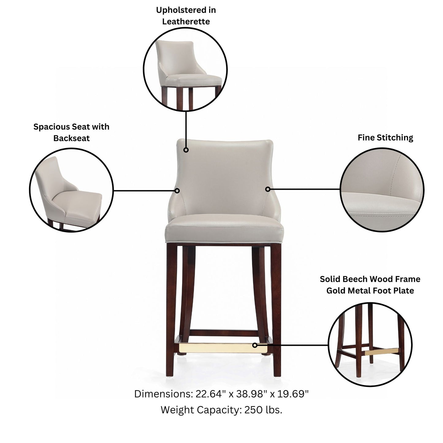 Manhattan Comfort Shubert Counter Stool - Set of 2