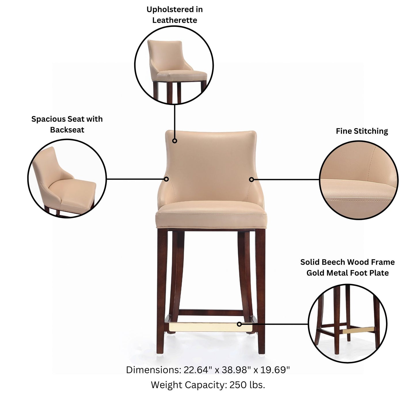 Manhattan Comfort Shubert Counter Stool - Set of 2