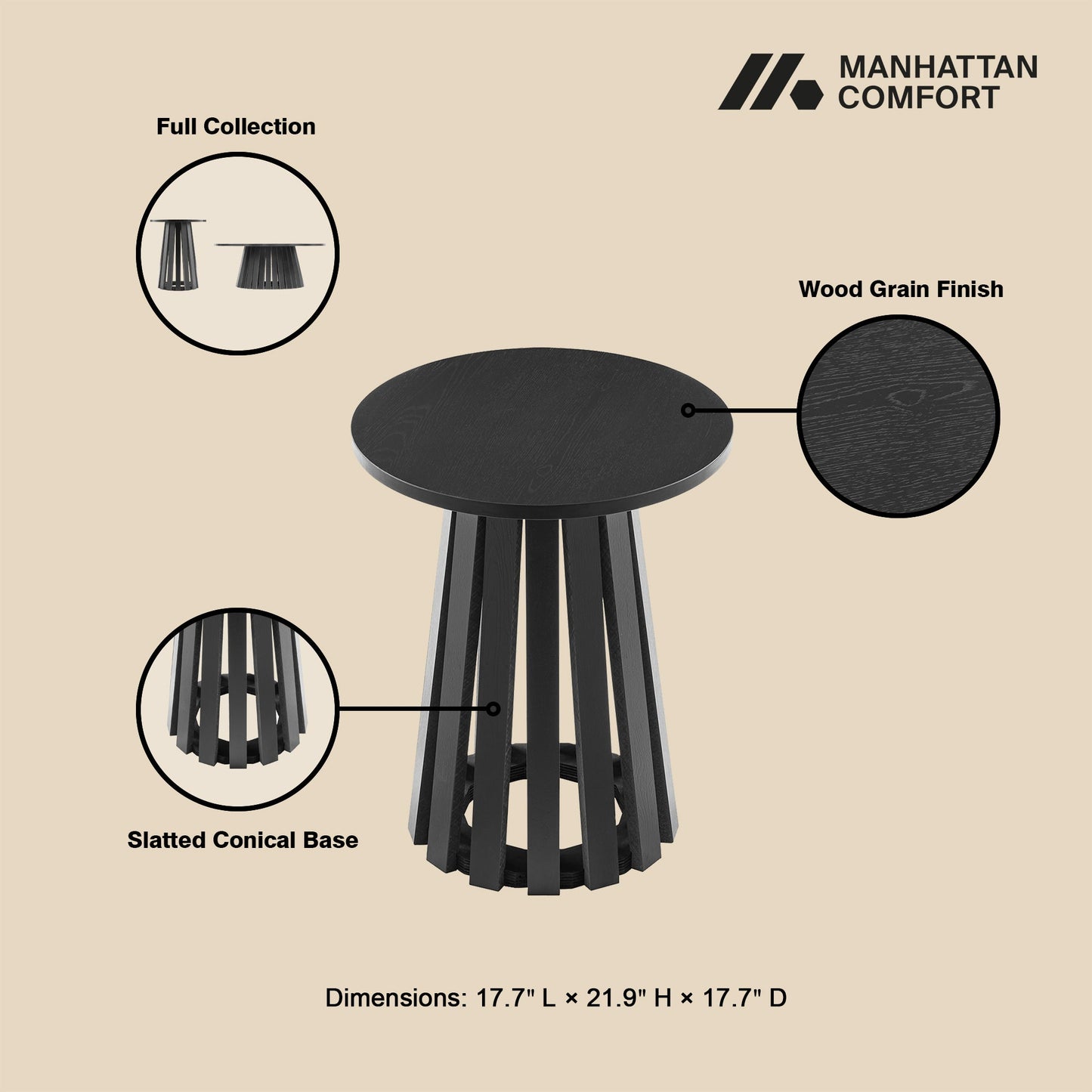 Manhattan Comfort 2-Piece Layla Coffee and End Table