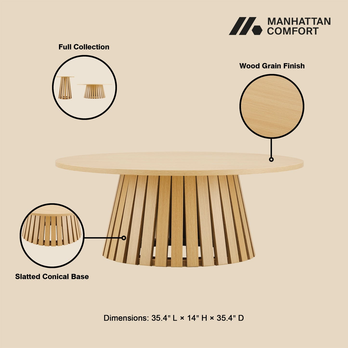 Manhattan Comfort 2-Piece Layla Coffee and End Table