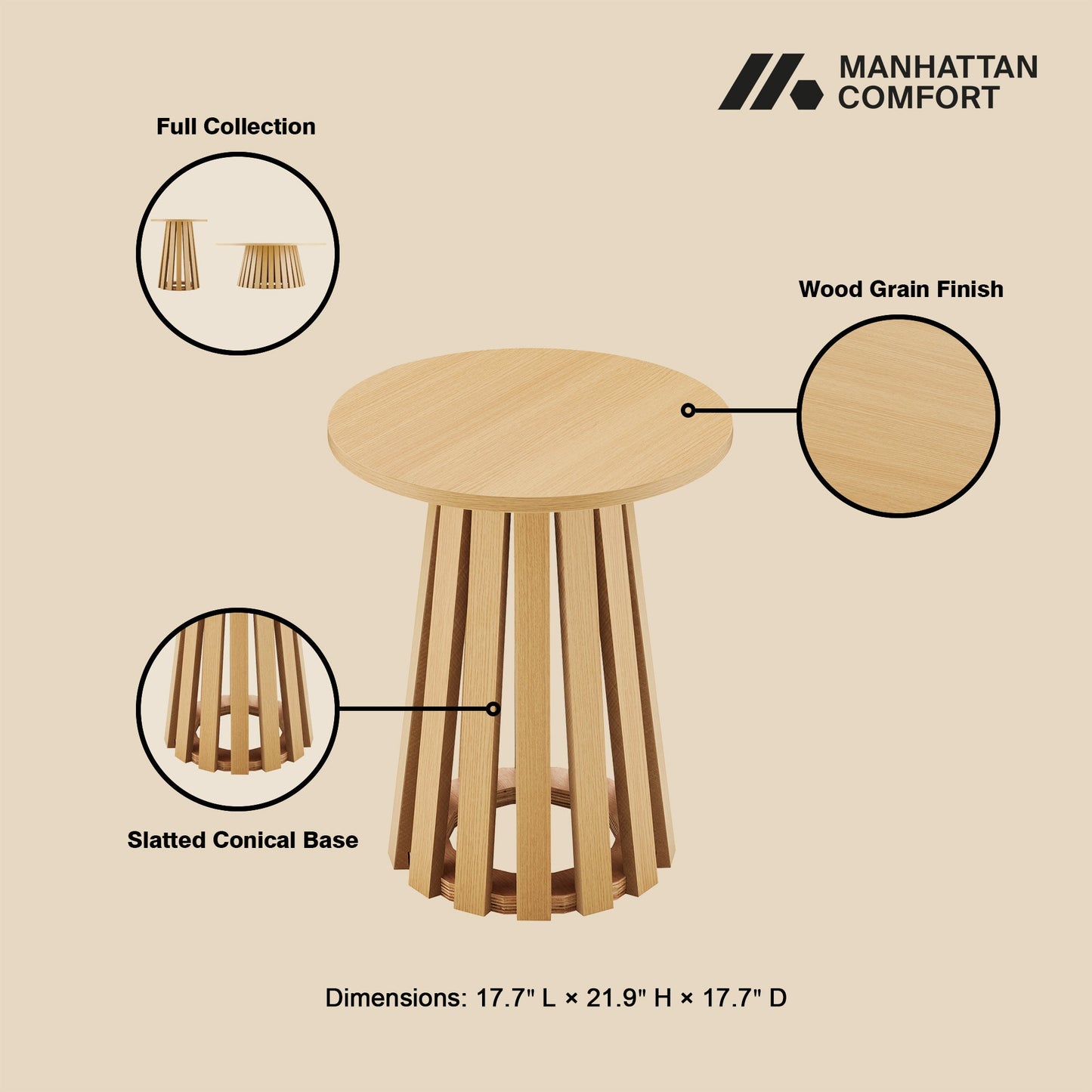 Manhattan Comfort 2-Piece Layla Coffee and End Table