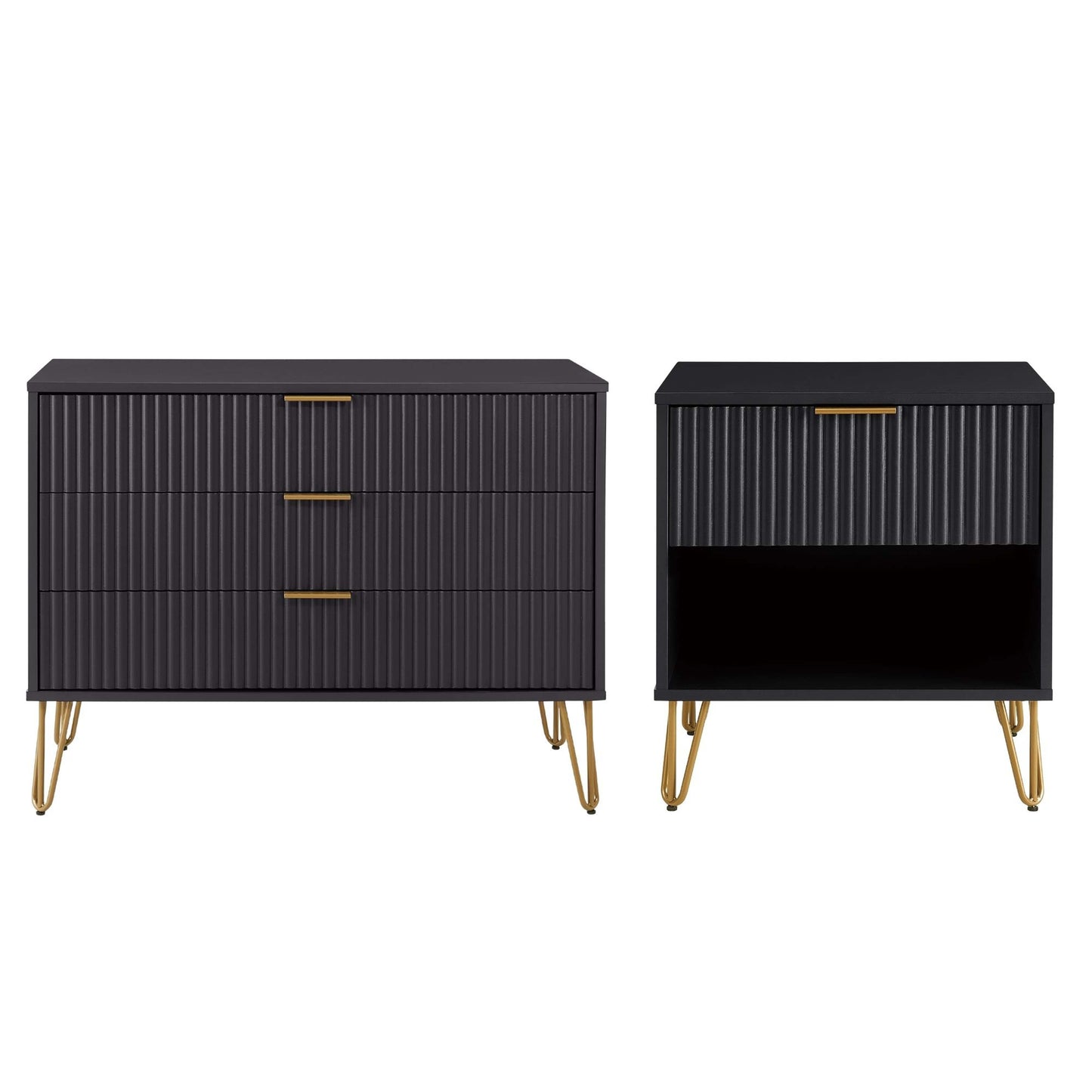 Manhattan Comfort 2-Piece DUMBO Nightstand and Dresser