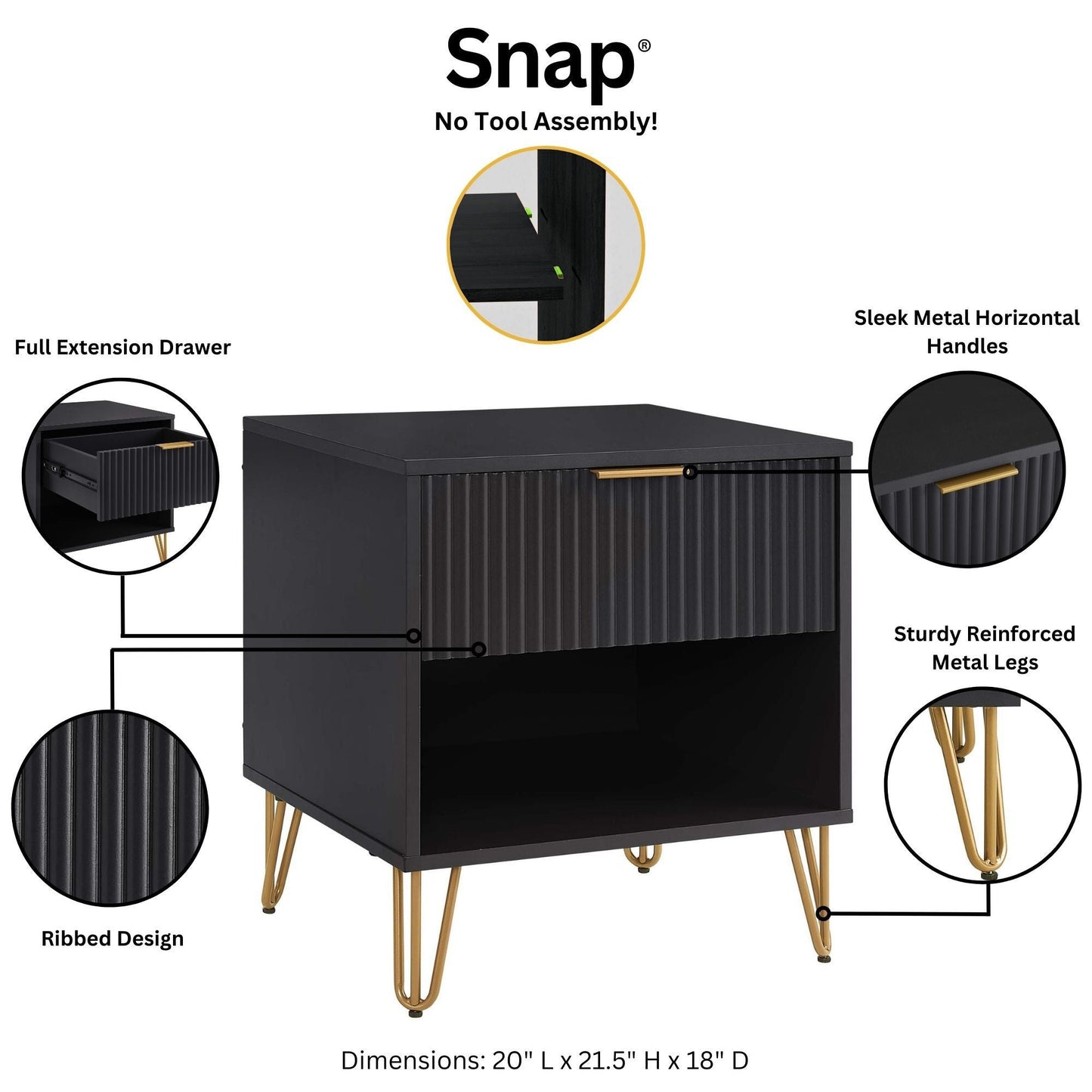 Manhattan Comfort 2-Piece DUMBO Nightstand and Dresser