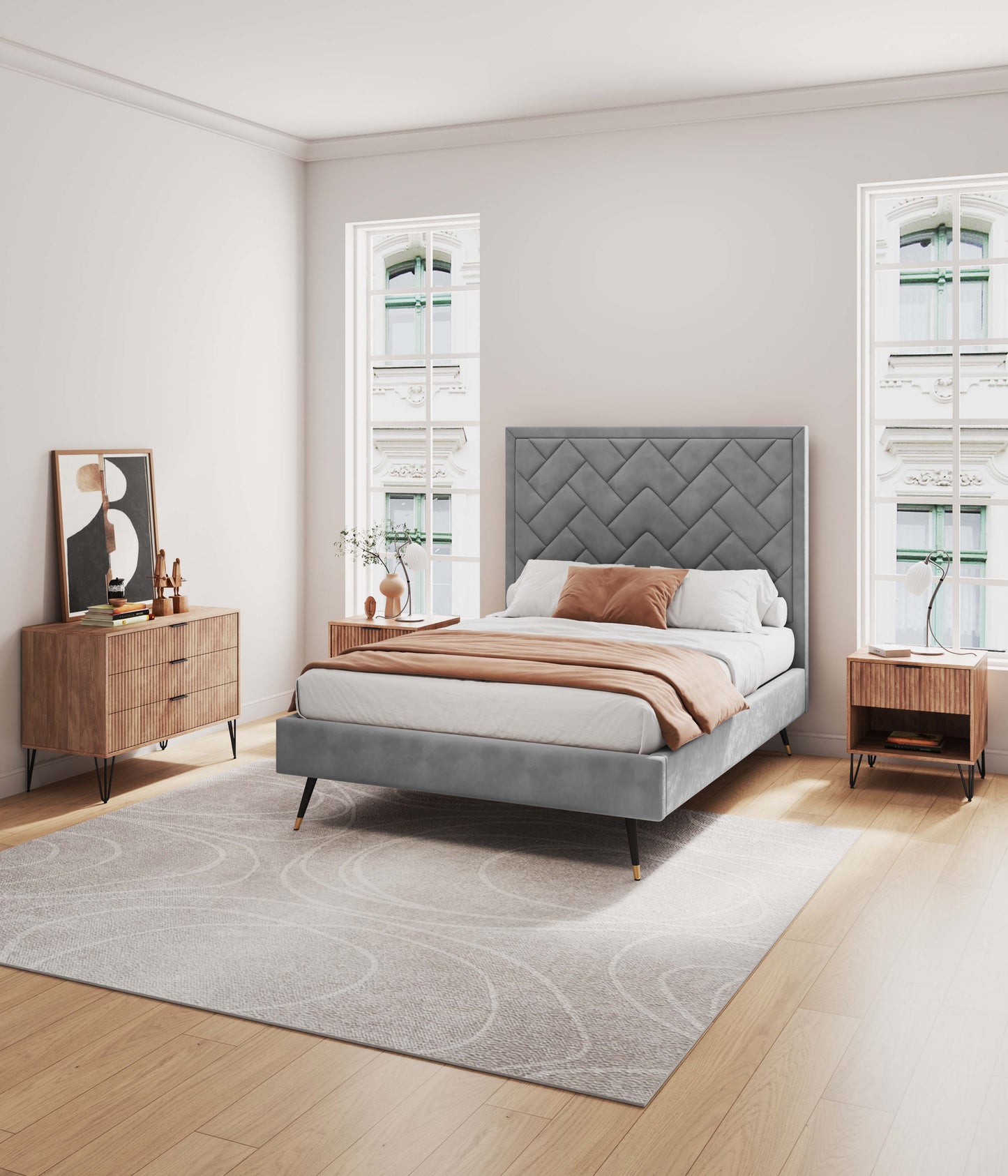 Manhattan Comfort 2-Piece DUMBO Nightstand and Dresser