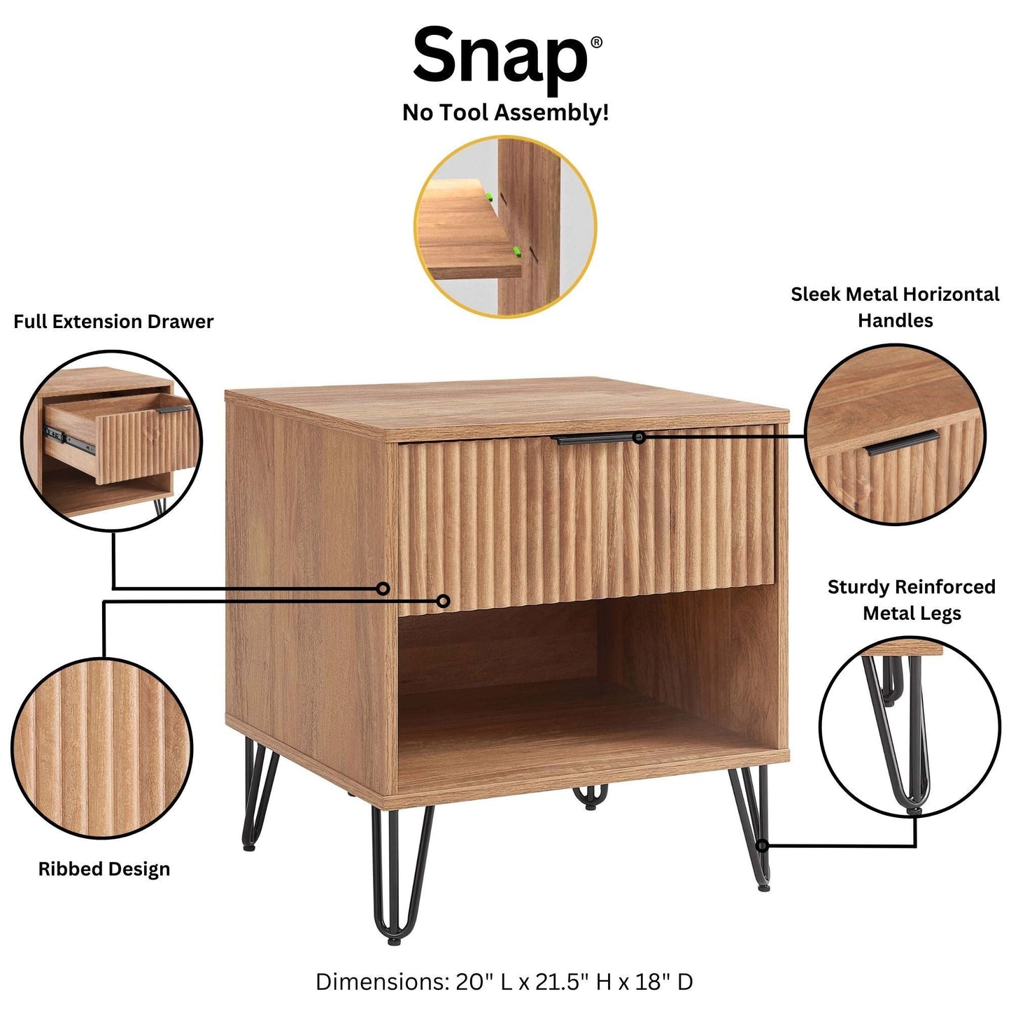 Manhattan Comfort 2-Piece DUMBO Nightstand and Dresser