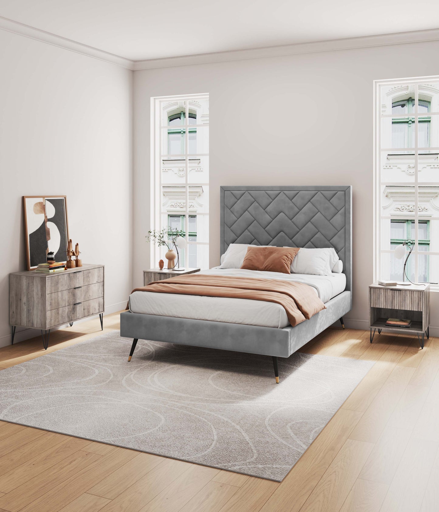 Manhattan Comfort 2-Piece DUMBO Nightstand and Dresser