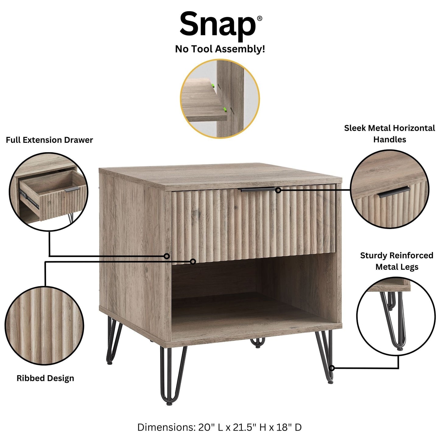 Manhattan Comfort 2-Piece DUMBO Nightstand and Dresser