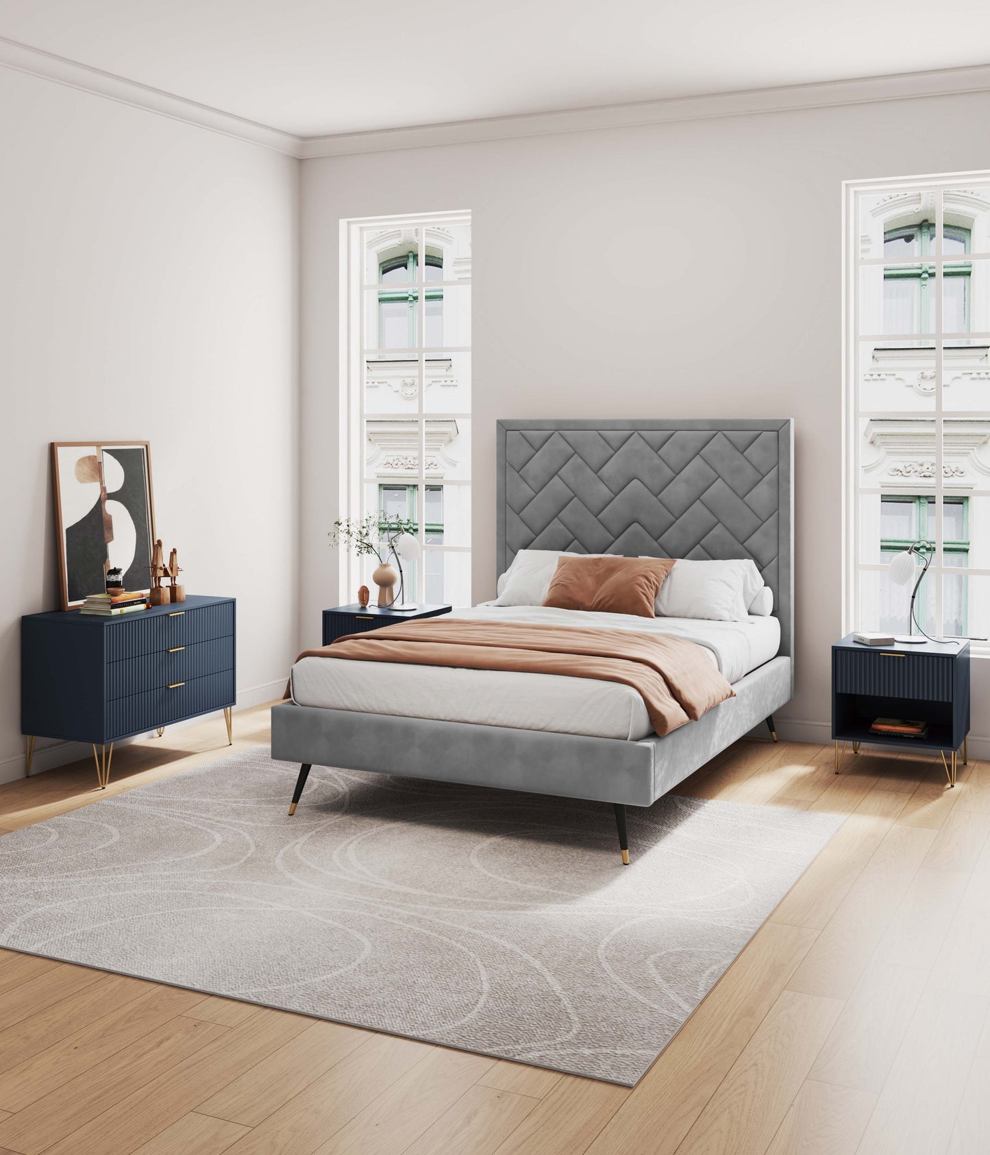 Manhattan Comfort 2-Piece DUMBO Nightstand and Dresser