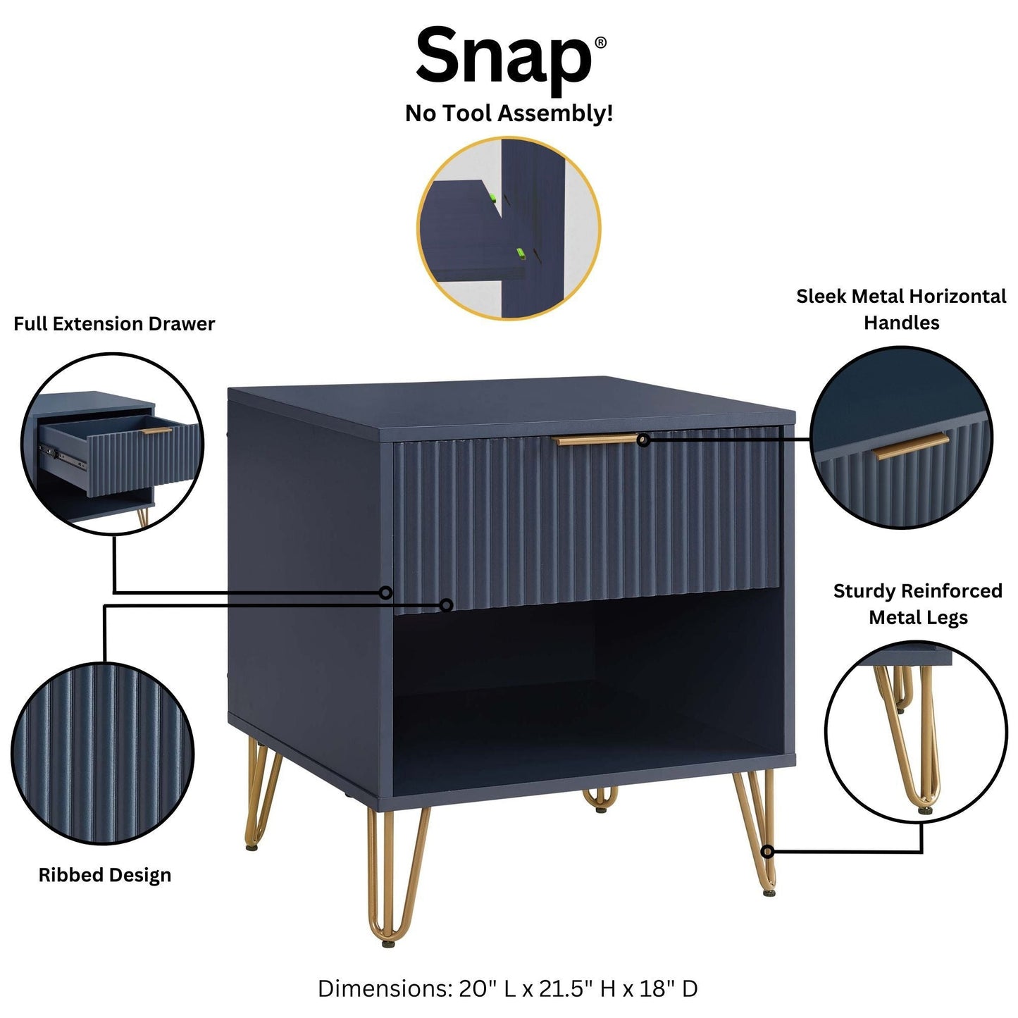 Manhattan Comfort 2-Piece DUMBO Nightstand and Dresser