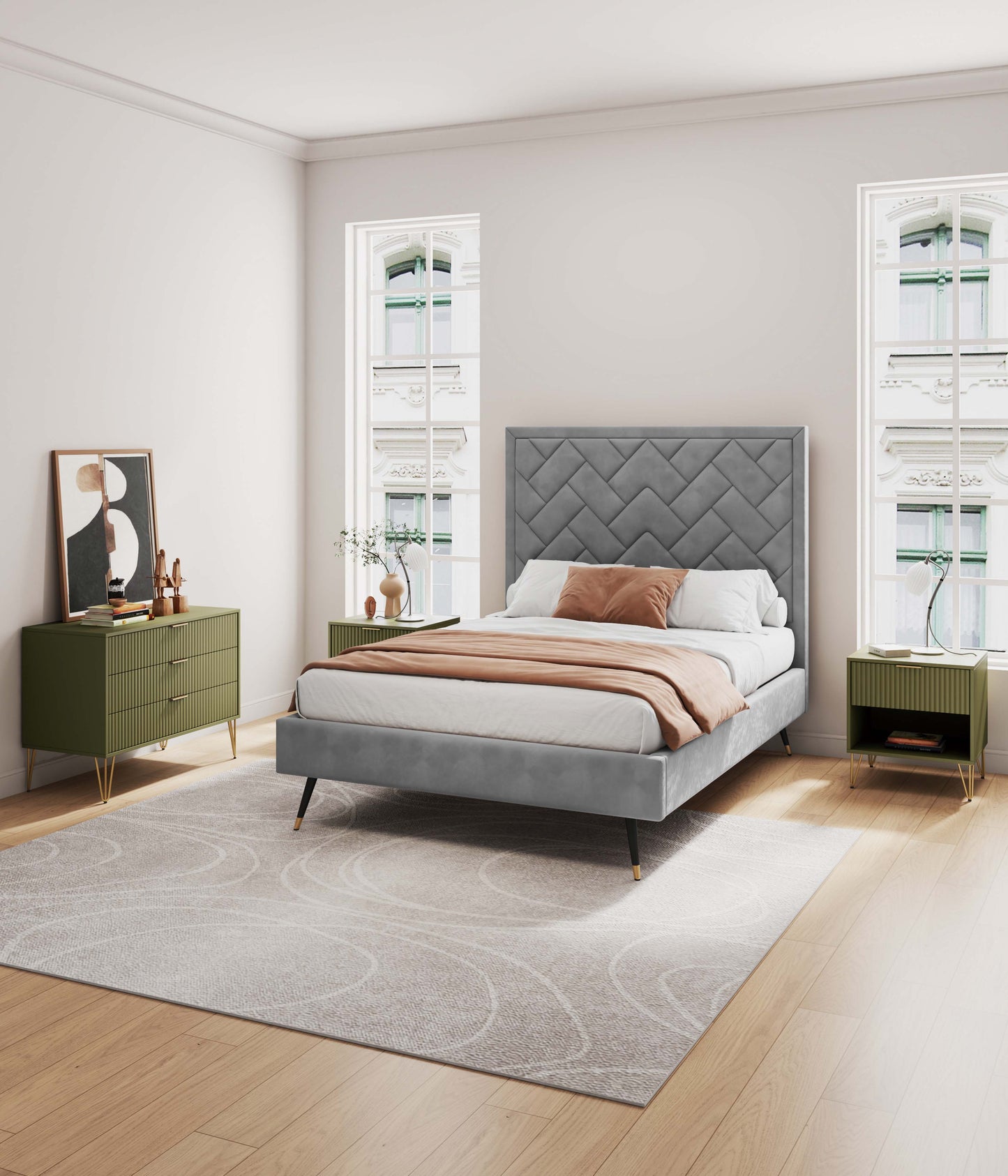 Manhattan Comfort 2-Piece DUMBO Nightstand and Dresser
