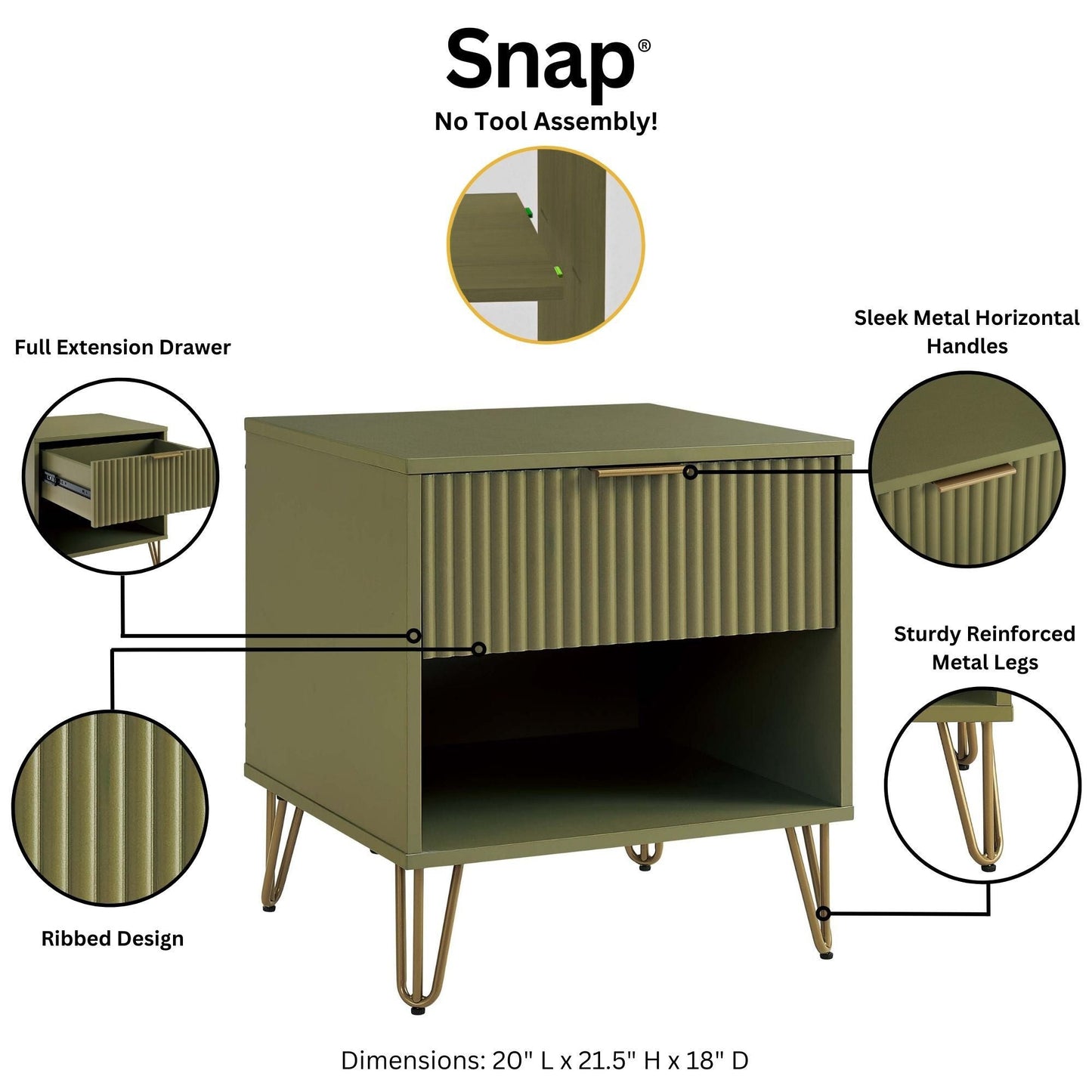 Manhattan Comfort 2-Piece DUMBO Nightstand and Dresser