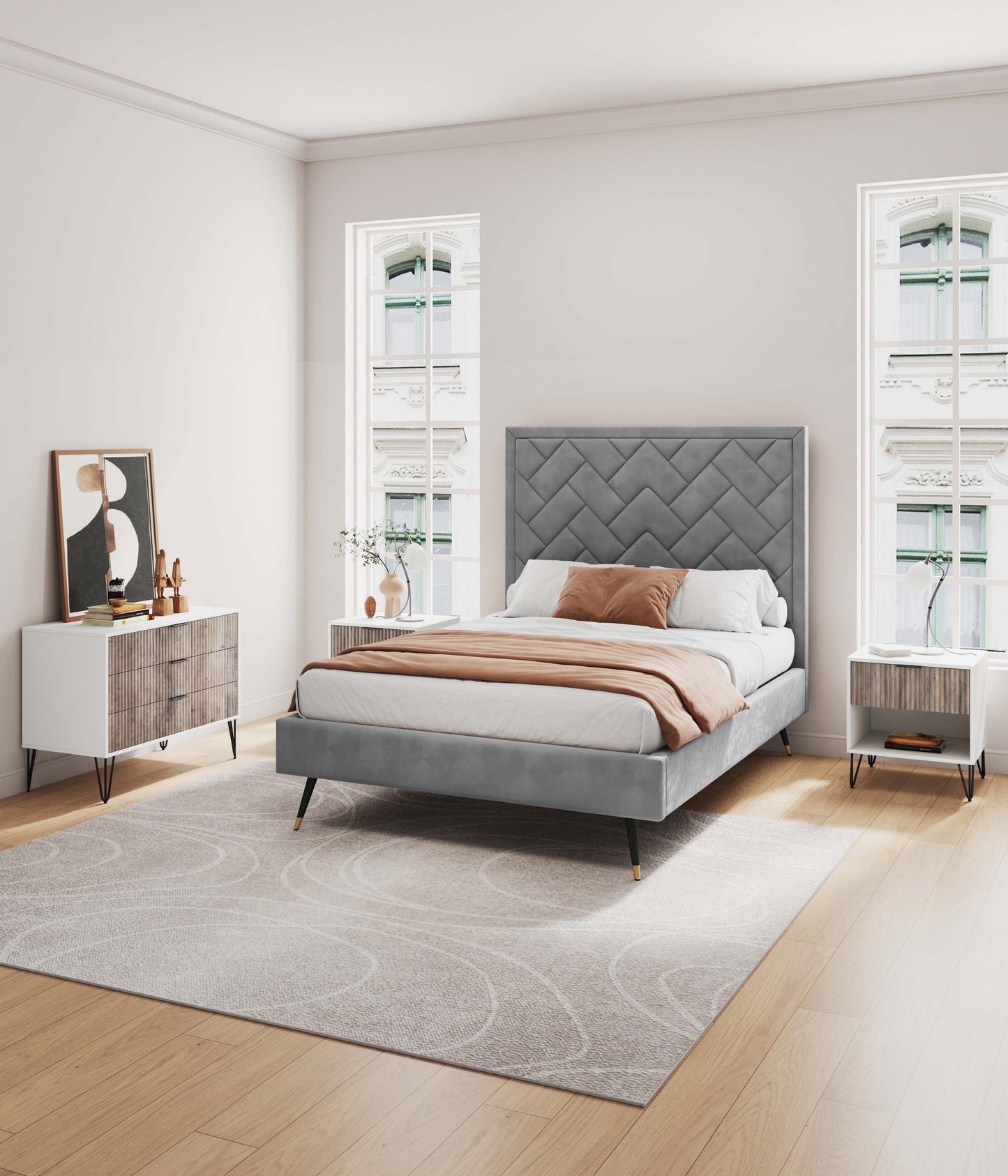 Manhattan Comfort 2-Piece DUMBO Nightstand and Dresser