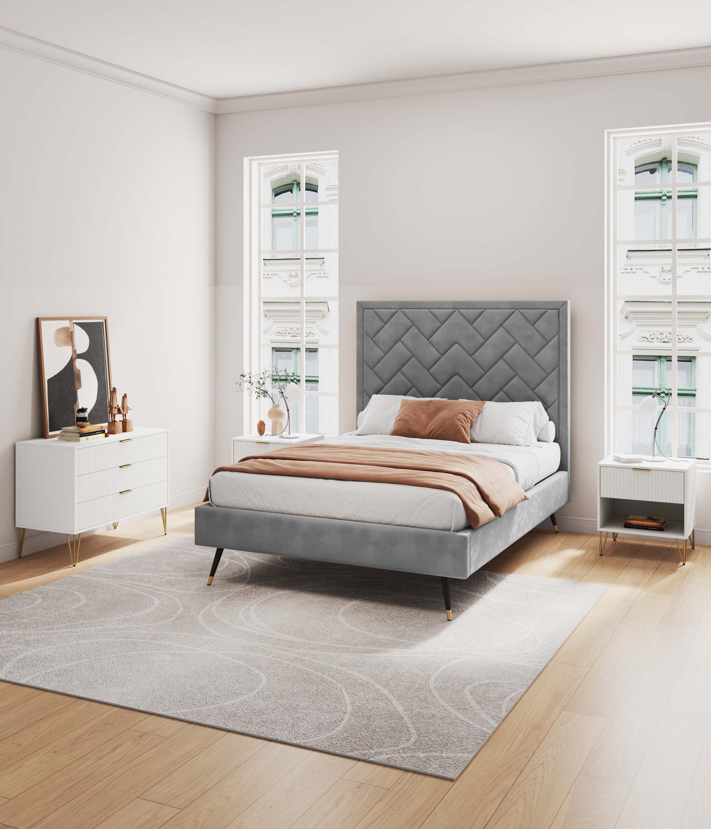 Manhattan Comfort 2-Piece DUMBO Nightstand and Dresser