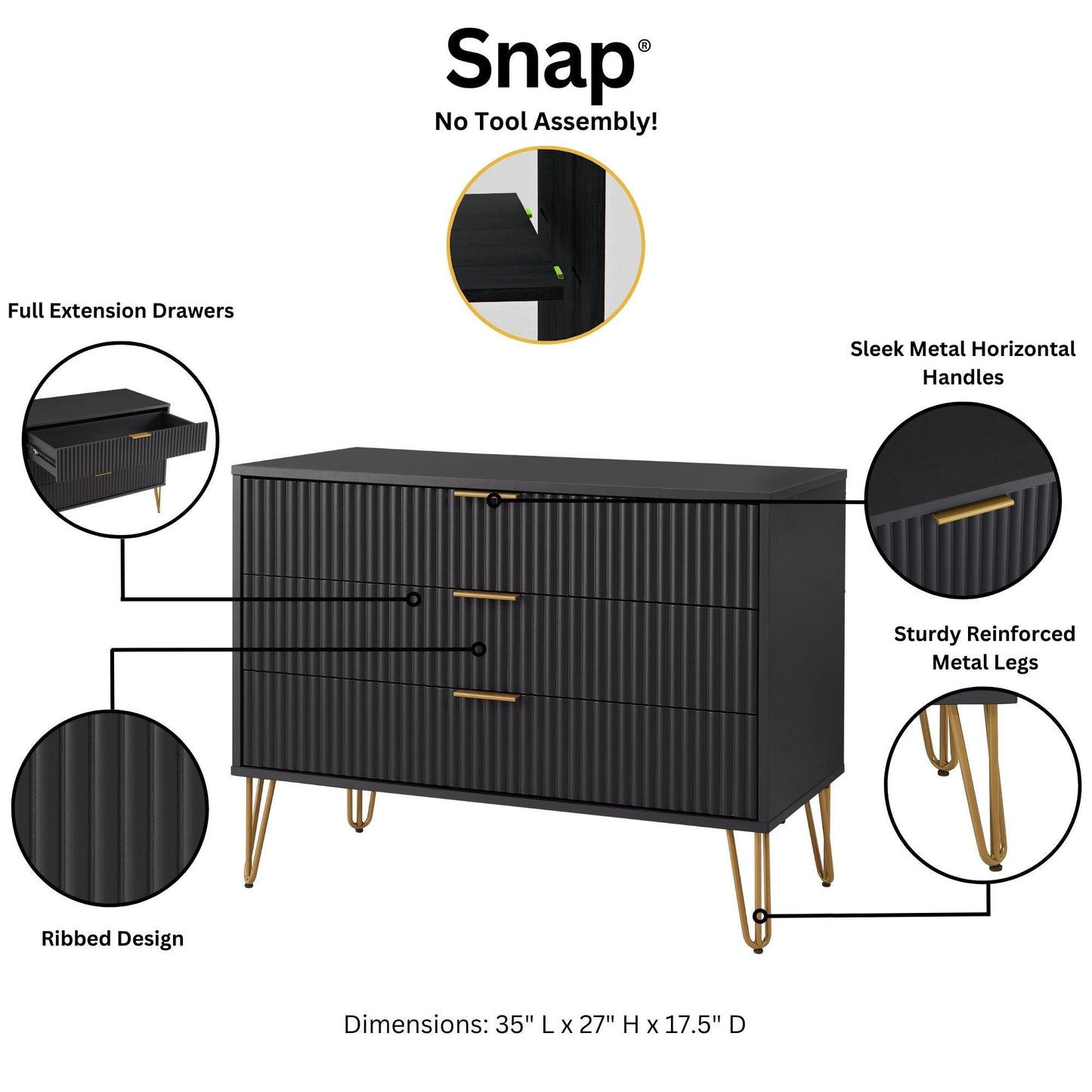 Manhattan Comfort 2-Piece DUMBO Nightstand and Dresser