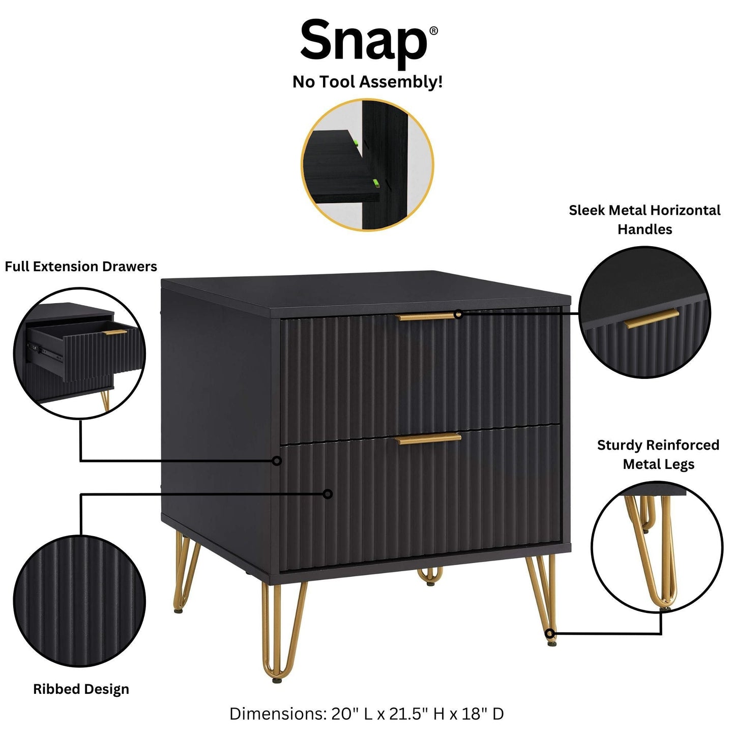 Manhattan Comfort 2-Piece DUMBO Nightstand and Dresser
