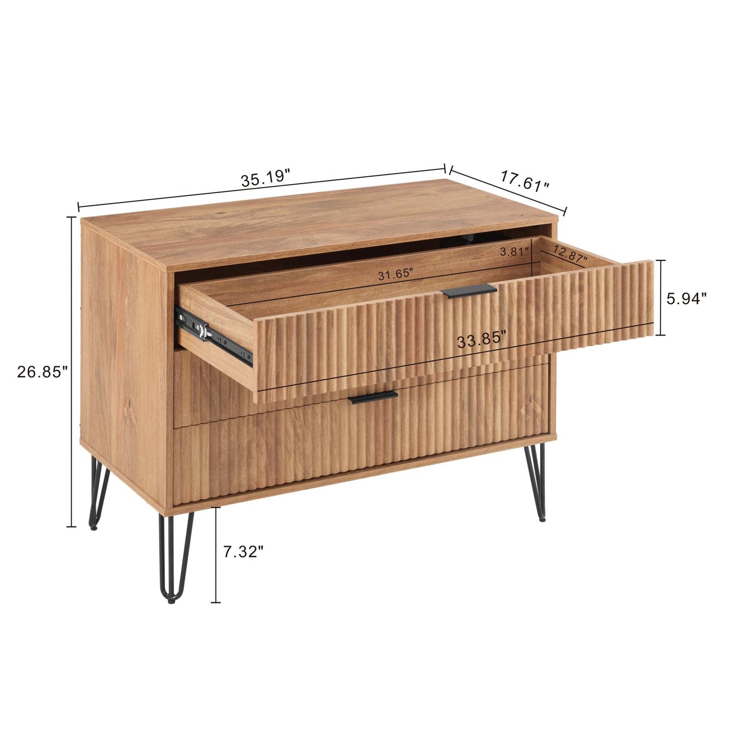 Manhattan Comfort 2-Piece DUMBO Nightstand and Dresser