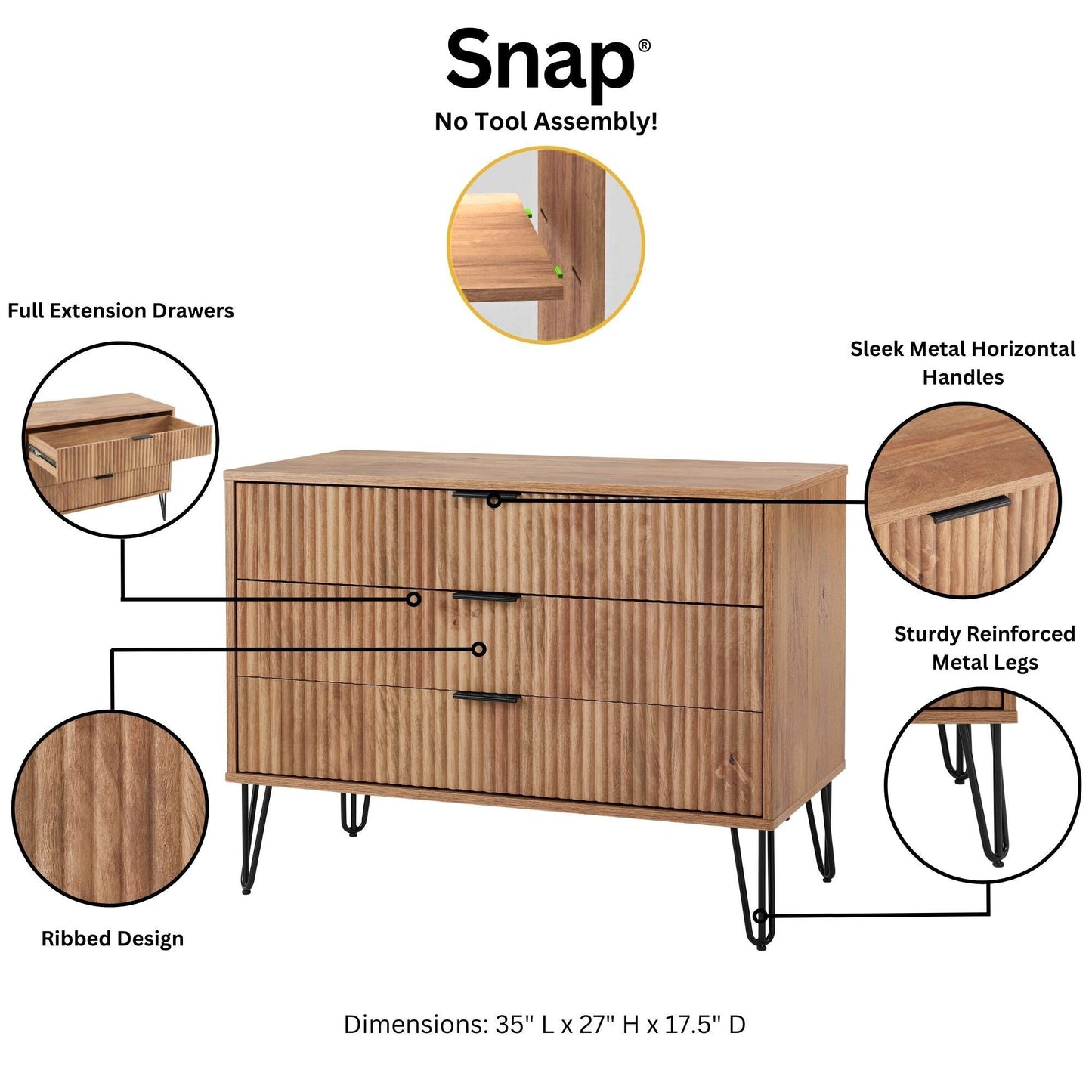 Manhattan Comfort 2-Piece DUMBO Nightstand and Dresser