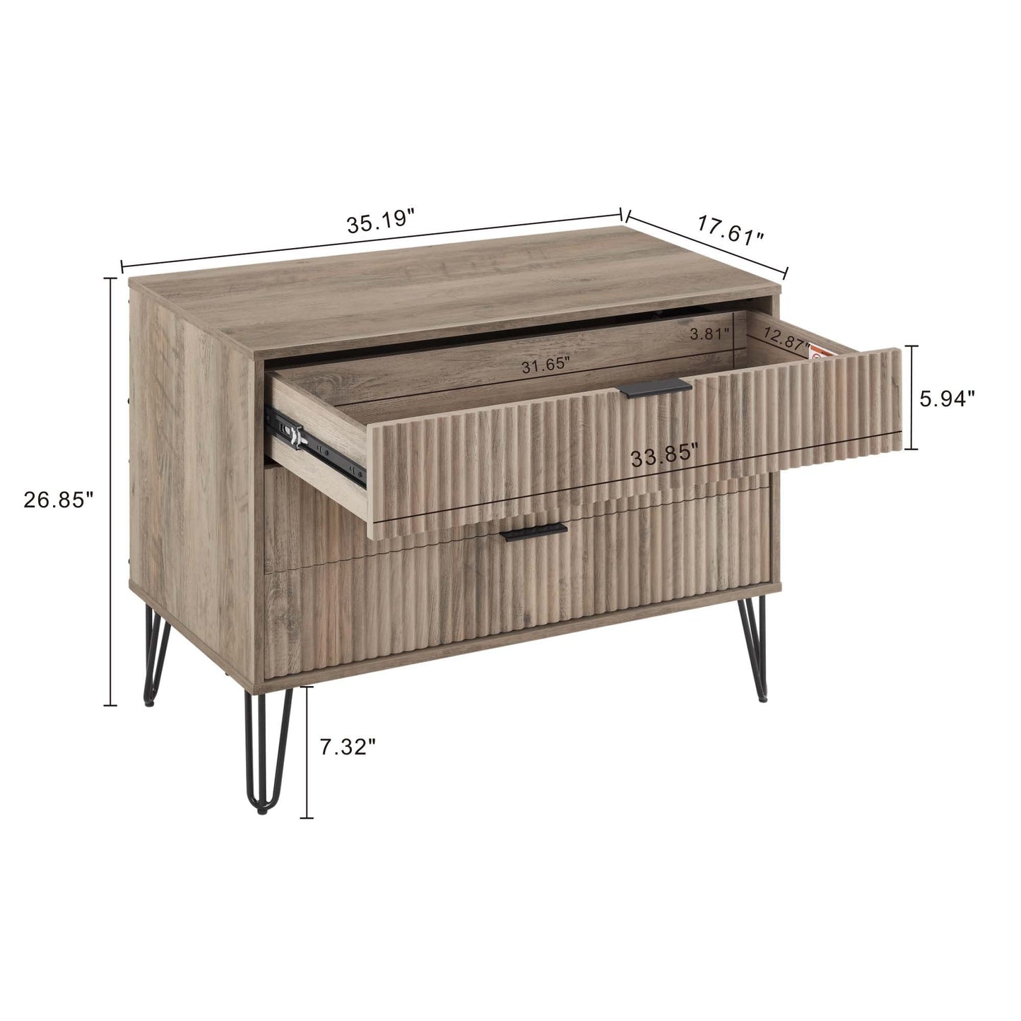 Manhattan Comfort 2-Piece DUMBO Nightstand and Dresser