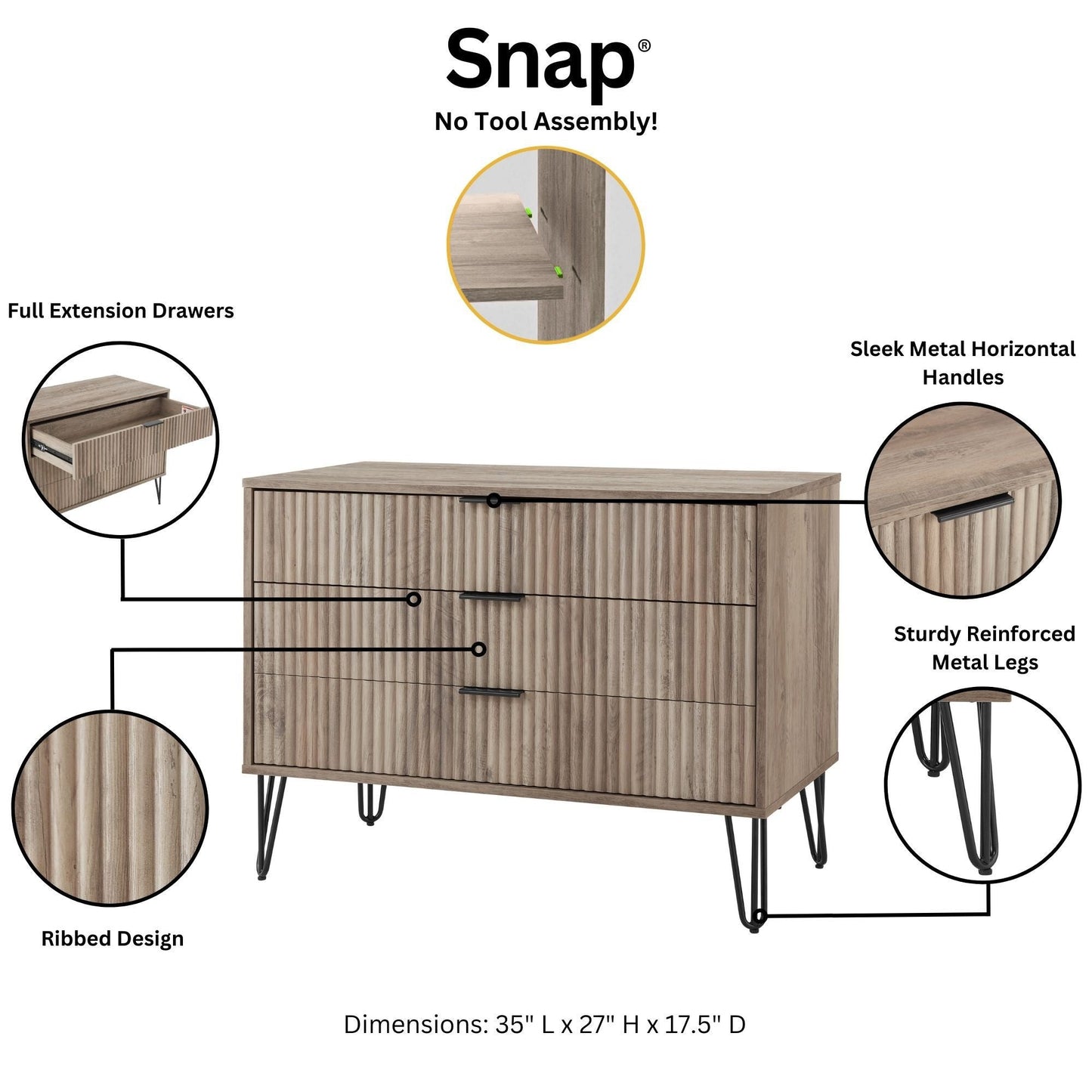 Manhattan Comfort 2-Piece DUMBO Nightstand and Dresser