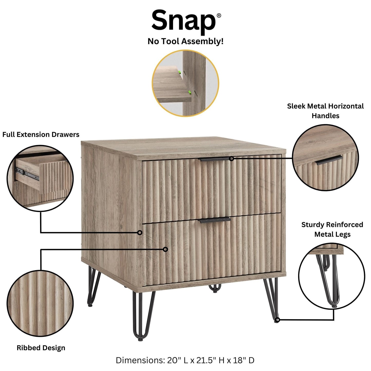 Manhattan Comfort 2-Piece DUMBO Nightstand and Dresser