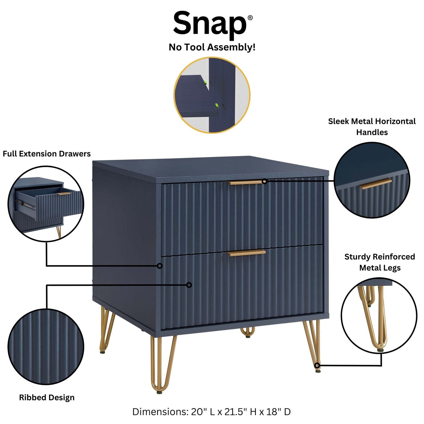 Manhattan Comfort 2-Piece DUMBO Nightstand and Dresser