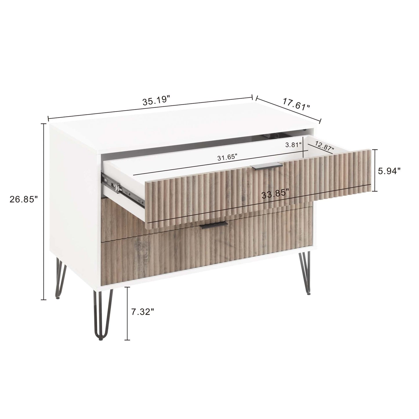 Manhattan Comfort 2-Piece DUMBO Nightstand and Dresser