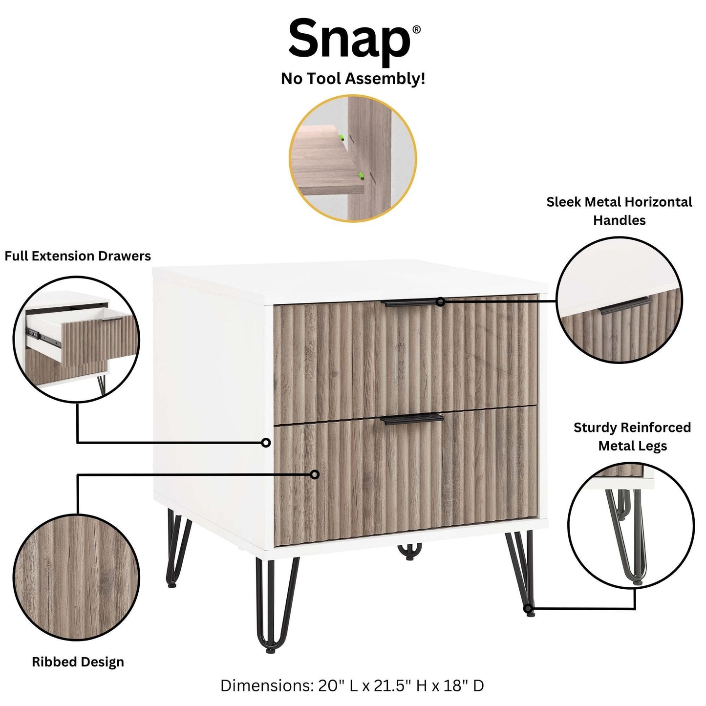 Manhattan Comfort 2-Piece DUMBO Nightstand and Dresser