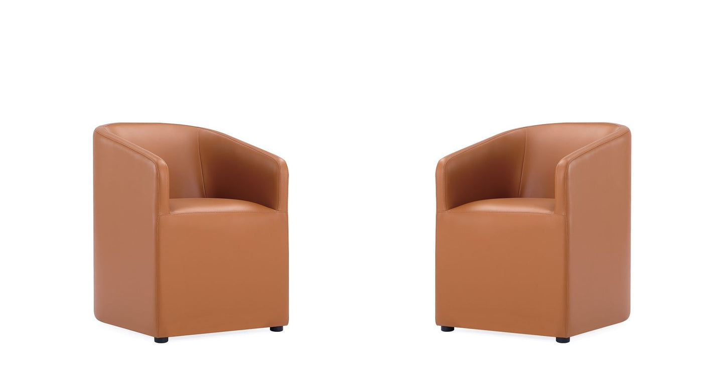 Manhattan Comfort Anna Modern Round Faux Leather Dining Armchair