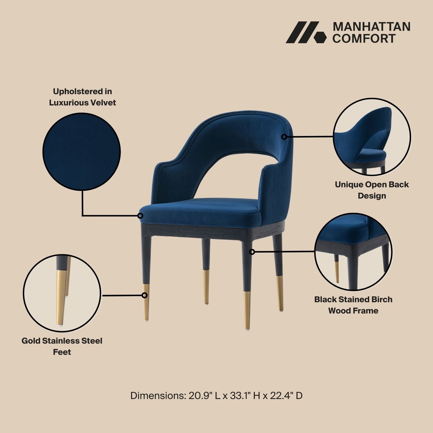 Manhattan Comfort Carrington Dining Armchairs - Set of 2