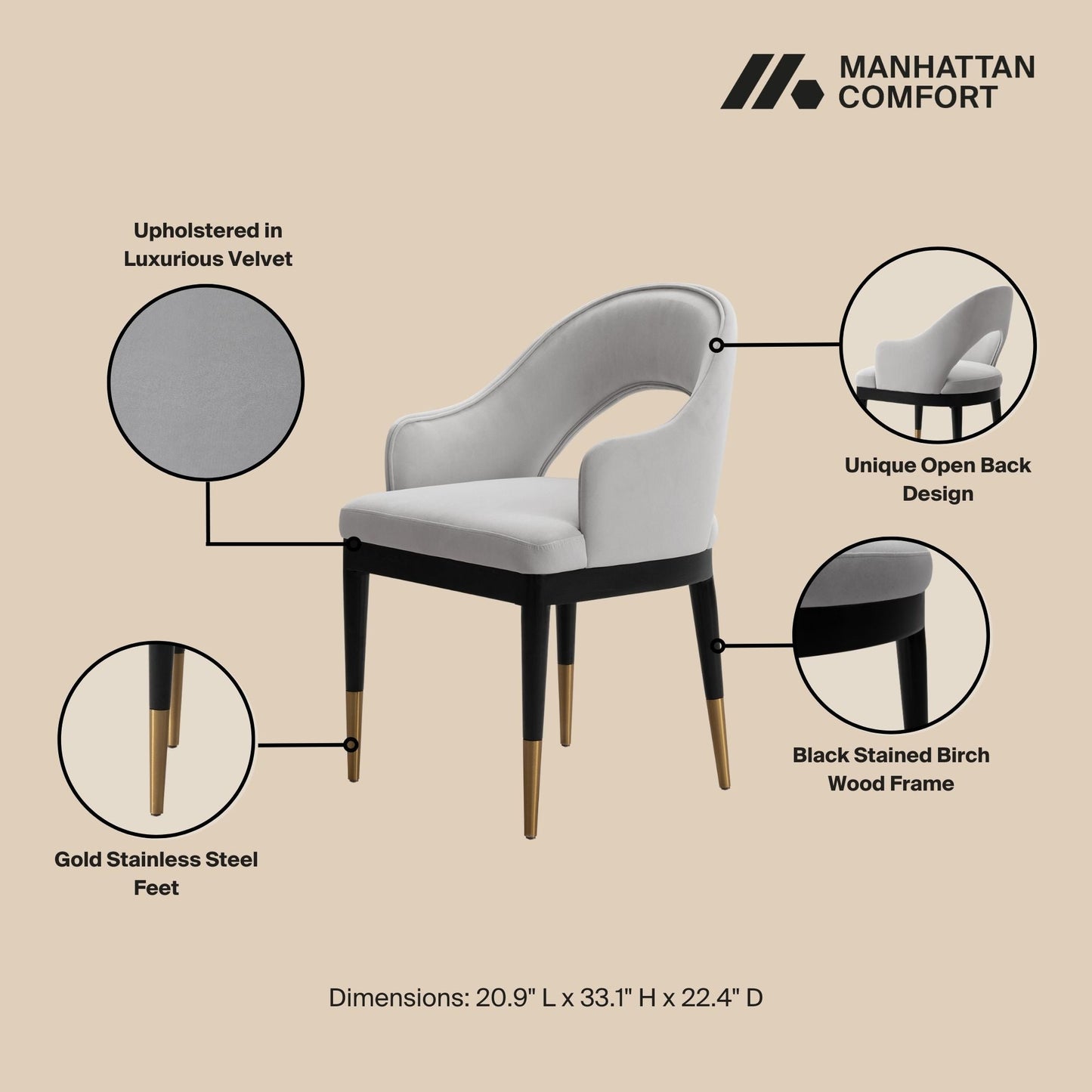 Manhattan Comfort Carrington Dining Armchairs - Set of 2