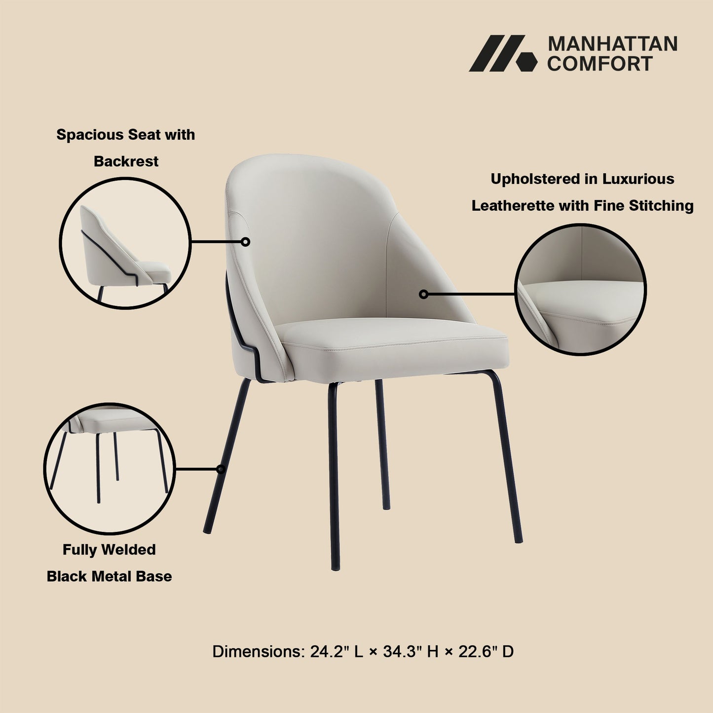 Manhattan Comfort Gracie Dining Chair - Set of 2