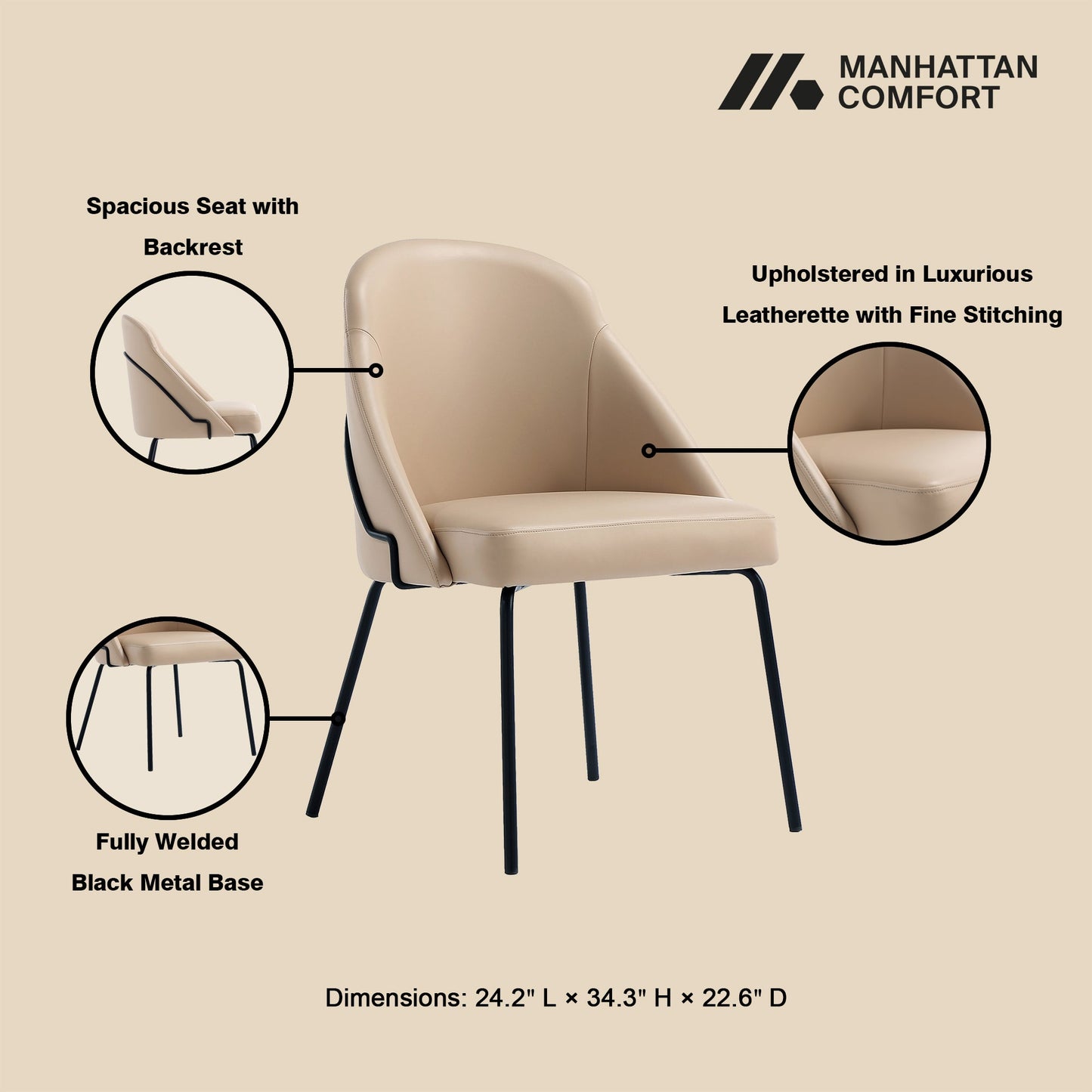 Manhattan Comfort Gracie Dining Chair - Set of 2