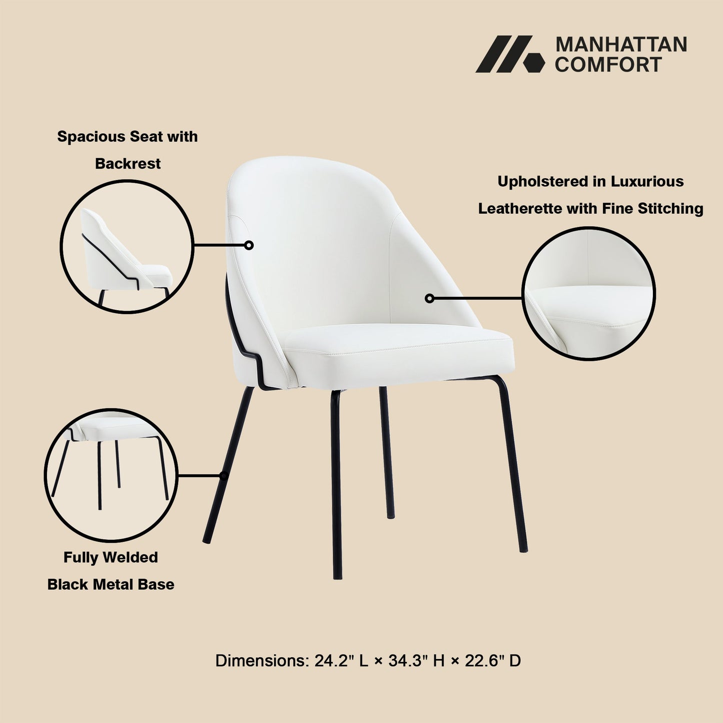 Manhattan Comfort Gracie Dining Chair - Set of 2