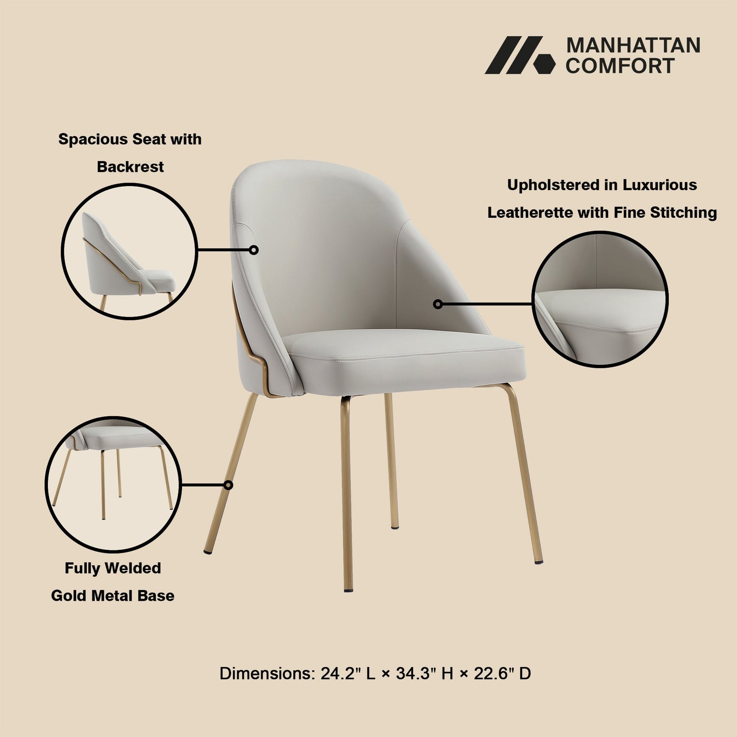 Manhattan Comfort Gracie Dining Chair - Set of 2