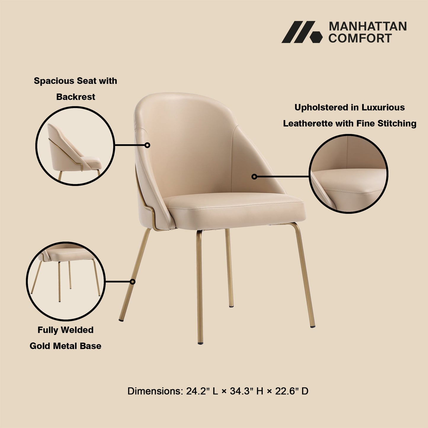Manhattan Comfort Gracie Dining Chair - Set of 2