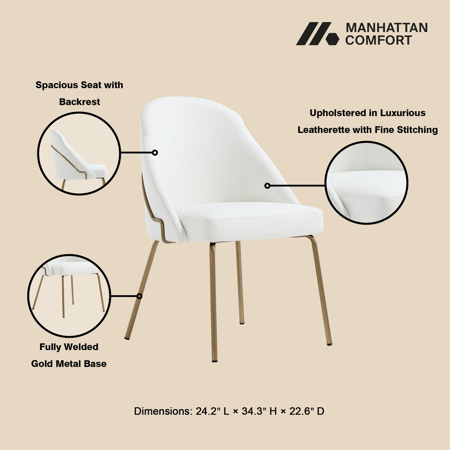 Manhattan Comfort Gracie Dining Chair - Set of 2