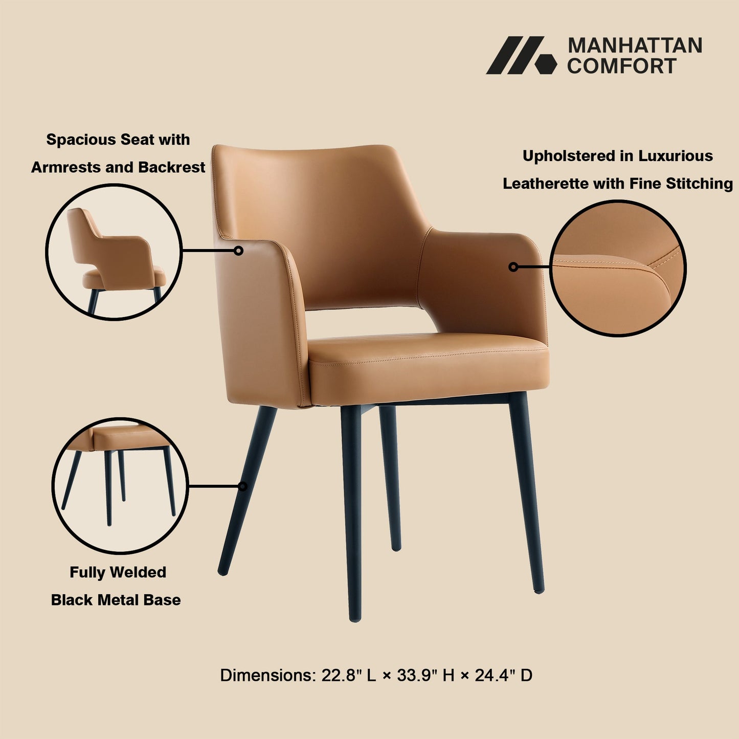 Manhattan Comfort Tremont Dining Arm Chair - Set of 2