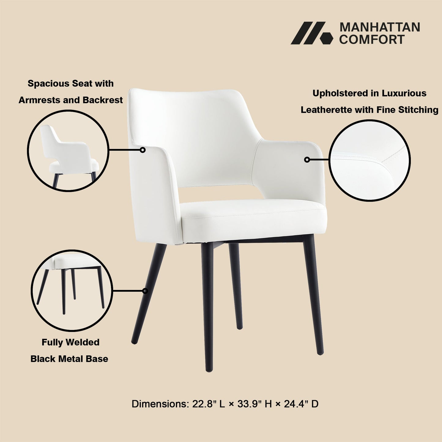 Manhattan Comfort Tremont Dining Arm Chair - Set of 2