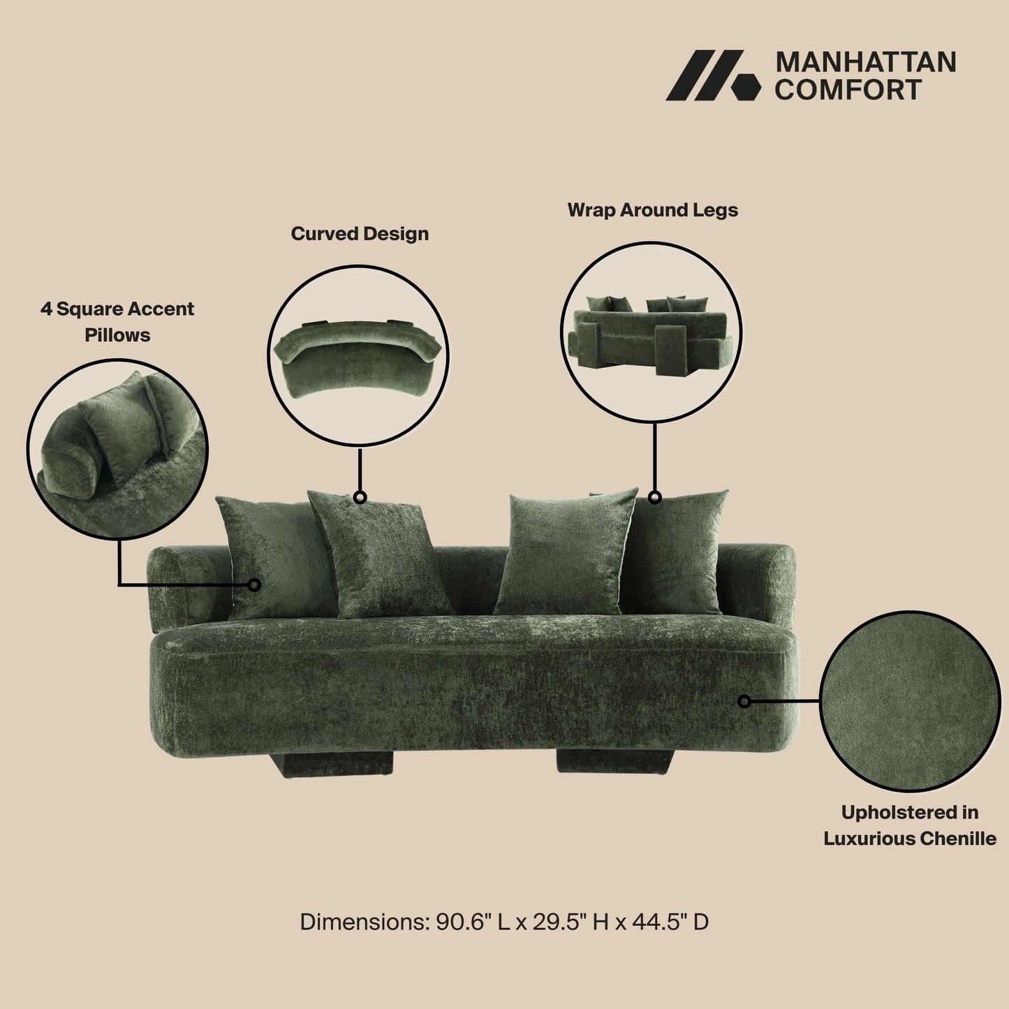 Manhattan Comfort 2-Piece Verandah Sofa and Accent Chair