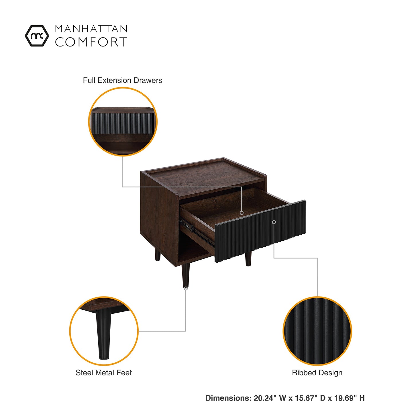Manhattan Comfort Duane Nightstand - Set of 2