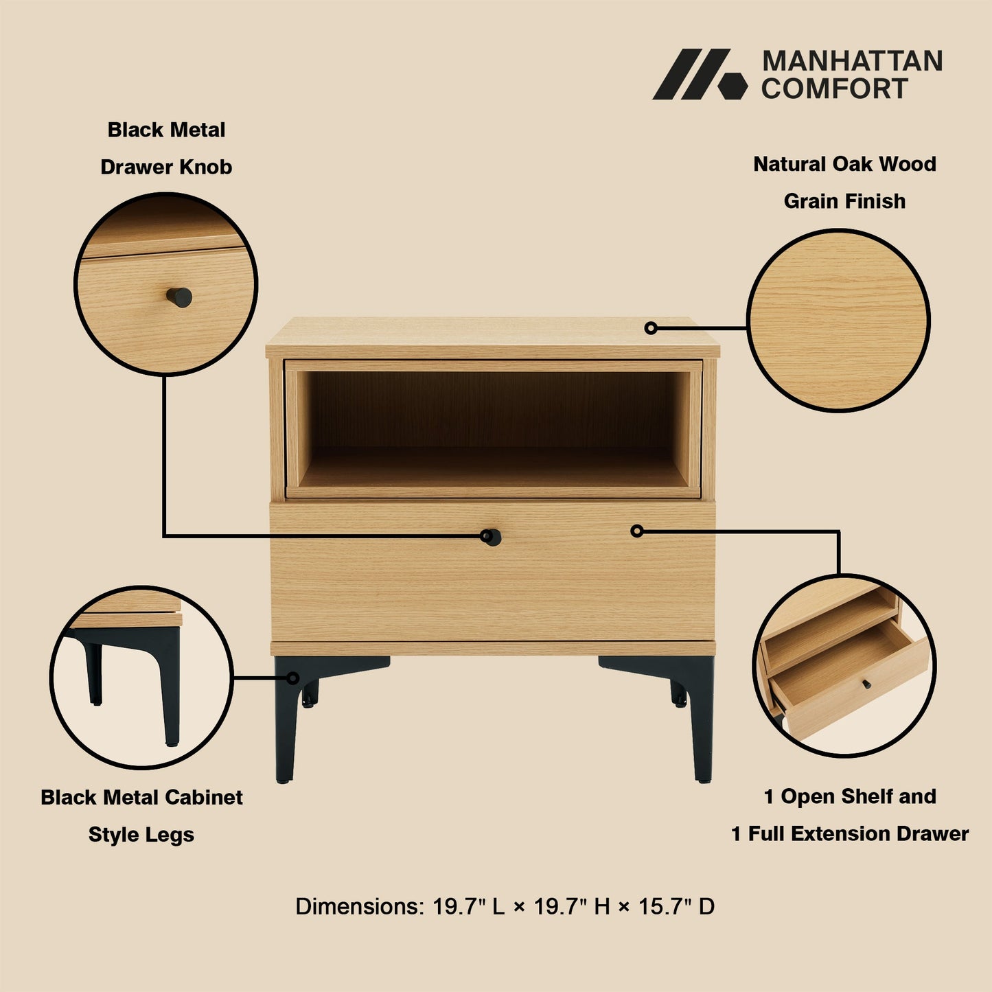 Manhattan Comfort Amara Nightstand - Set of 2