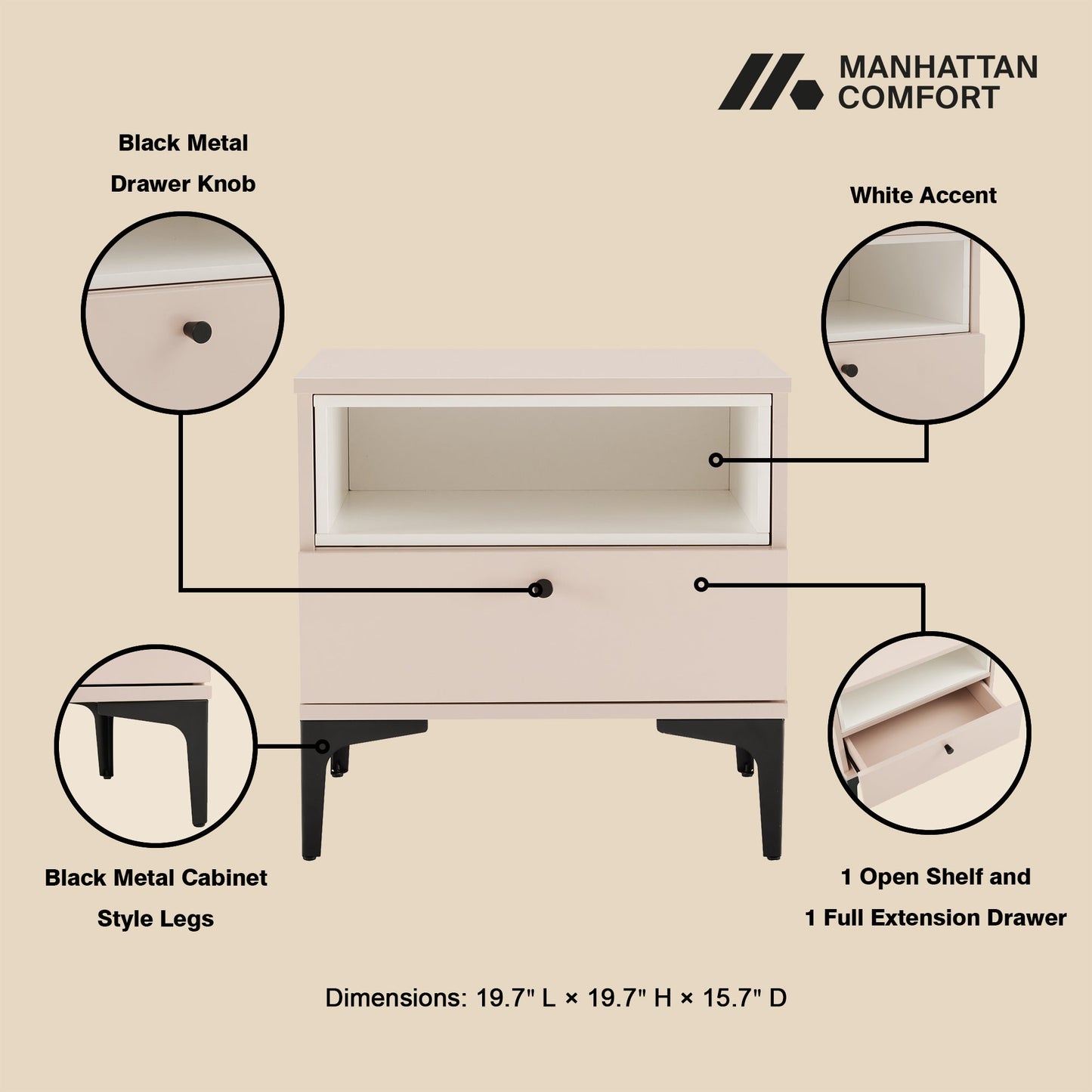 Manhattan Comfort Amara Nightstand - Set of 2