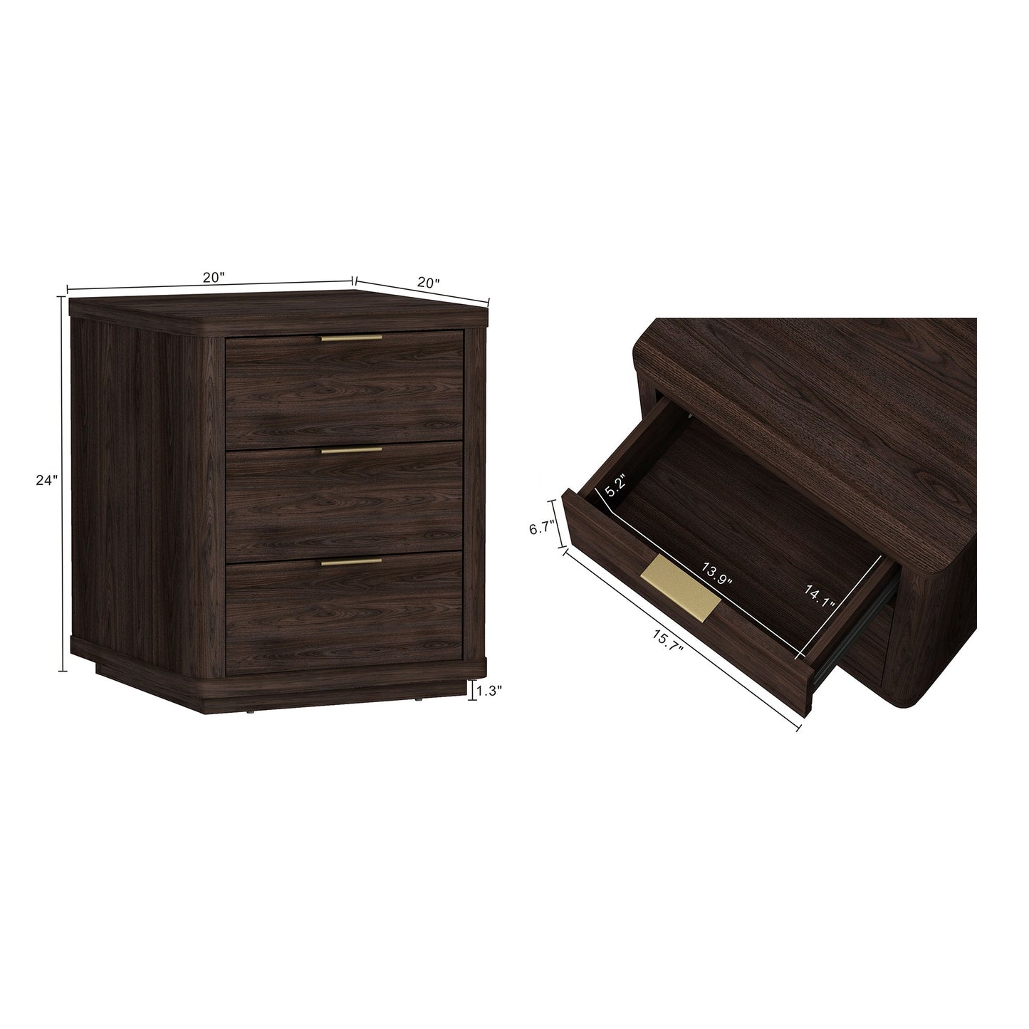 Manhattan Comfort Evelyn Nightstand - Set of 2
