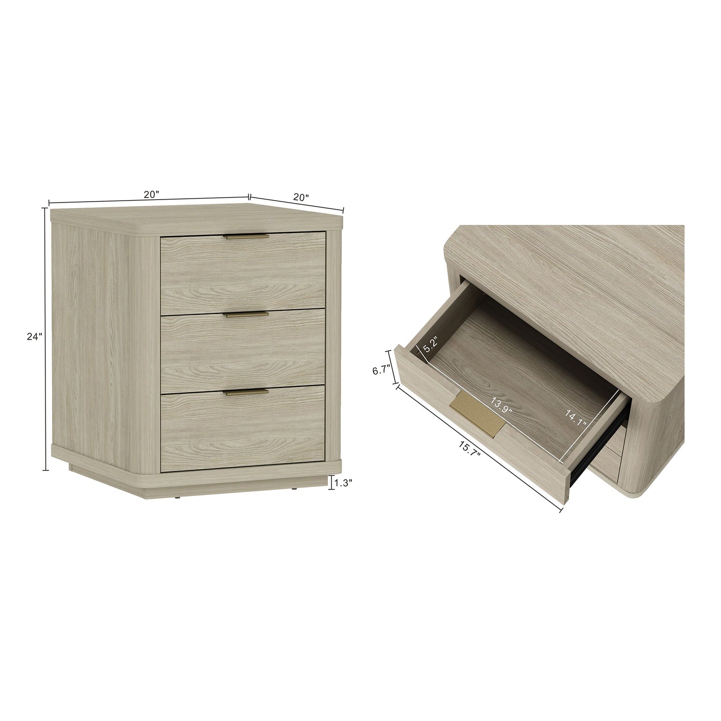 Manhattan Comfort Evelyn Nightstand - Set of 2