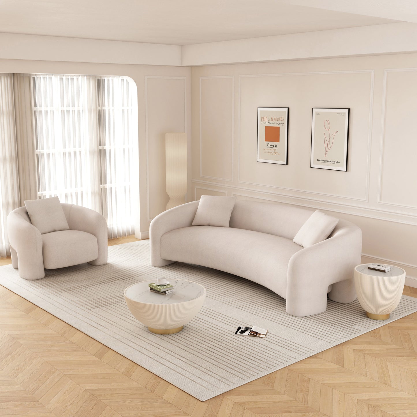 Manhattan Comfort Sylvia Sofa and Accent Chair - Set of 2